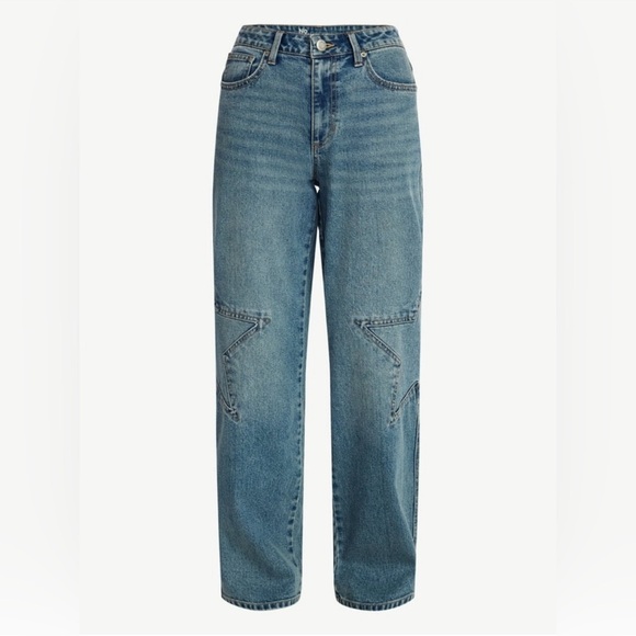 No Boundaries Denim - No Boundaries Mid Rise Wide Leg Star Jean